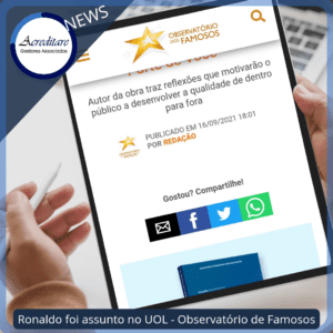 Foto da publicação do Observatório dos Famosos do UOL sobre o livro AQFPV