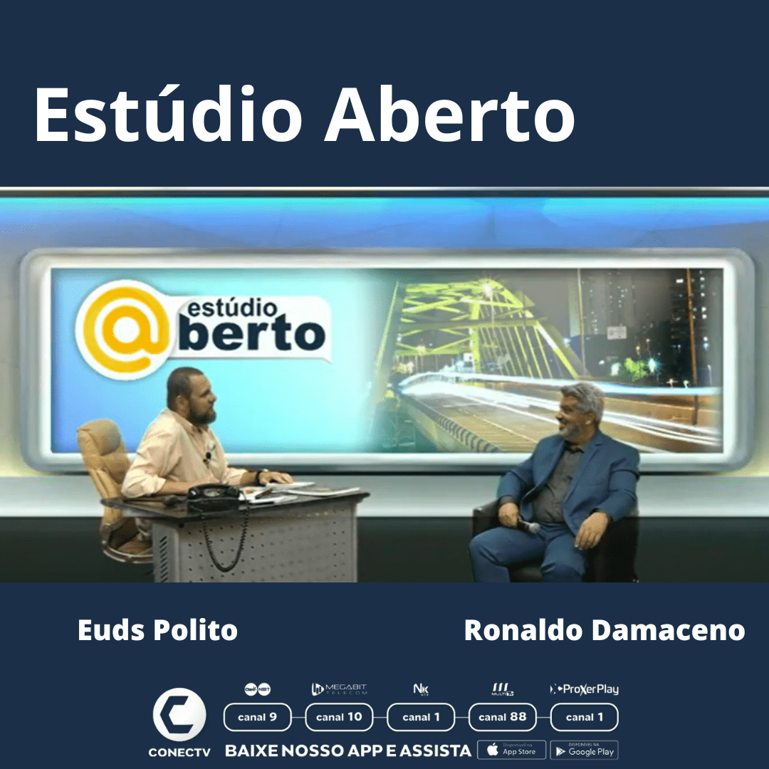 Ronaldo Damaceno no Estúdio Aberto para entrevista com Euds Polito